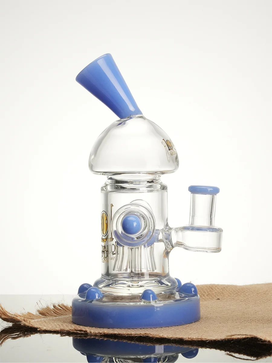 Lookah 8" Mini Jellyfish Tree Perc Steampunk Glass Bong, Colors: Transparent Black, 5 image