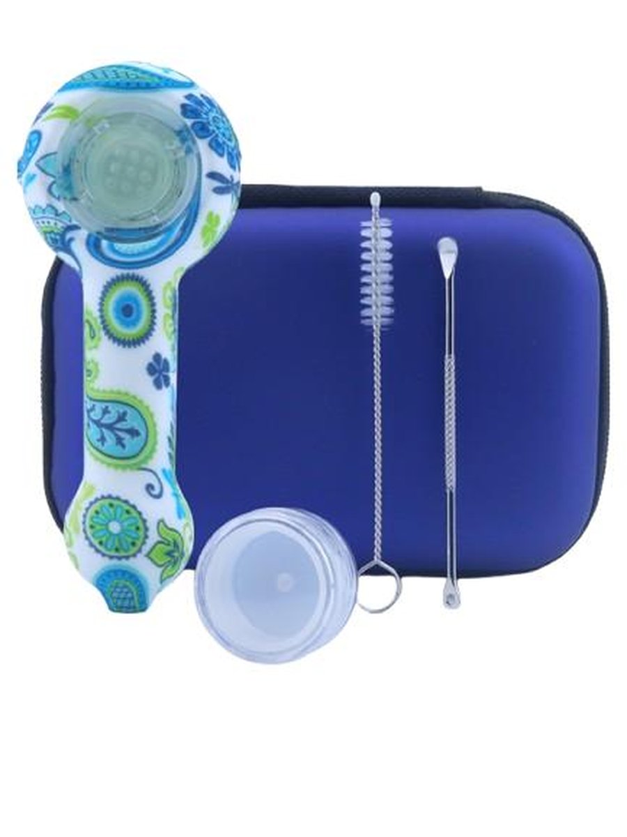 Blue-green Patterns Hot Selling Silicone Glass Pipe