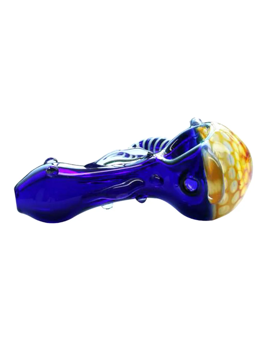 Striped Corner Blue Glass Pipe Striped Corner Blue Glass Pipe