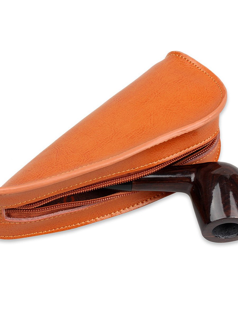 Genuine Leather Pipe Tobacco Pouch, Color: Black, 3 image