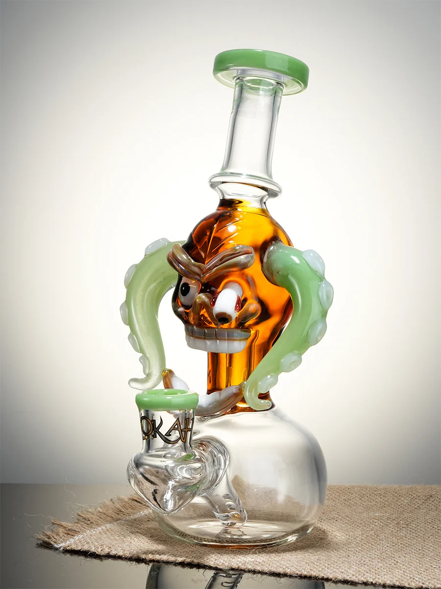 Lookah Rig 8" Mini Cool Tyrannosaurus Rex Skull Dab Rig, Colors: Green, 8 image Lookah Rig 8" Mini Cool Tyrannosaurus Rex Skull Dab Rig, Colors: Green, 8 image