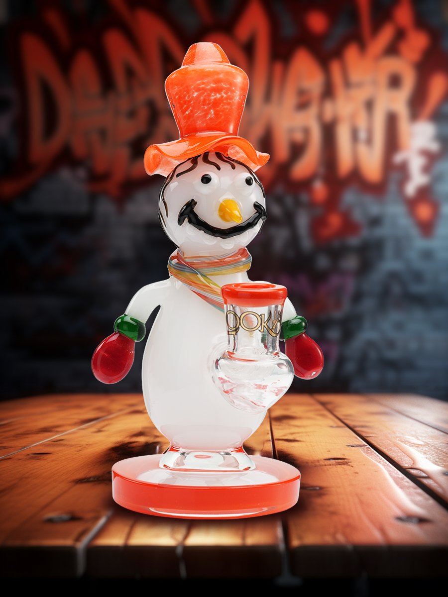 8-inch-funny-snowman-bong -white-jade
