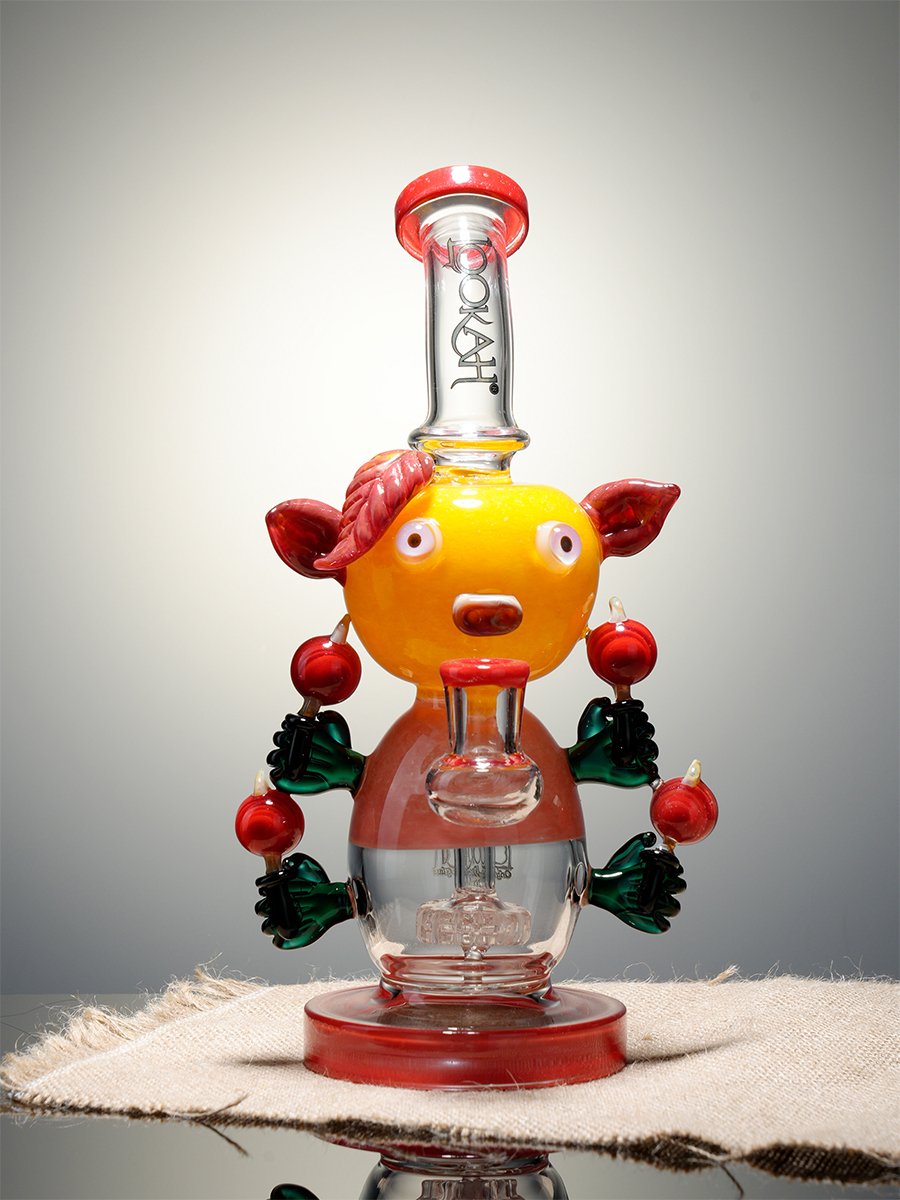 Lookah 9.5" Small Cute Piggy Showerhead Perc Glass Bong, Color: Purple, 2 image Lookah 9.5" Small Cute Piggy Showerhead Perc Glass Bong, Color: Purple, 2 image