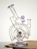 Lookah Bong 10.4" Recycler Orbital Double Chamber Water Pipe - Clear Green, Colors: Clear Green, 7 image