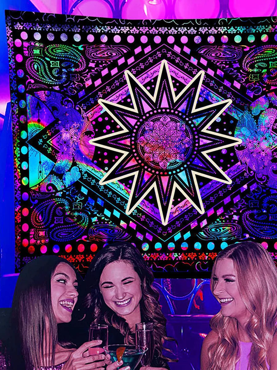 Datura Black Light UV Tapestry, Size: 37.40x28.74inch, 3 image