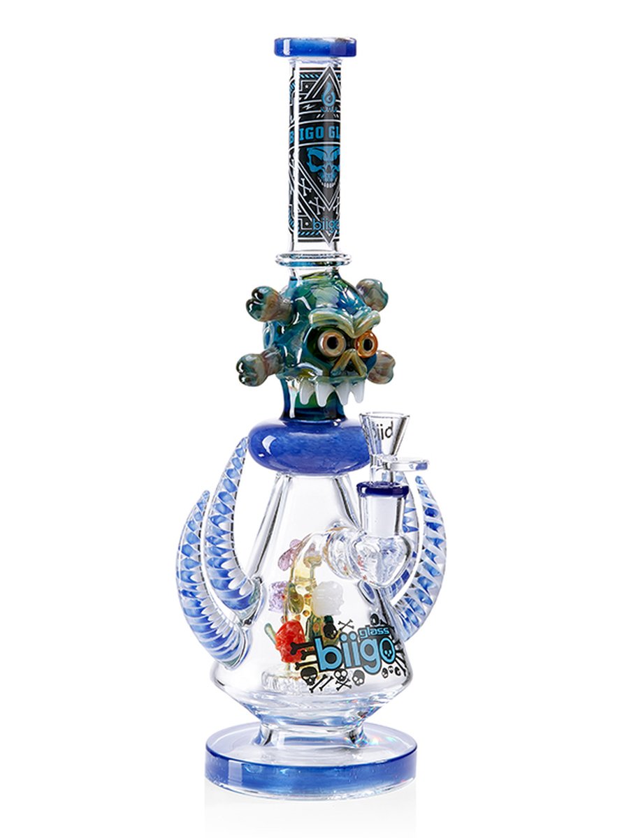 Lookah Bong 14 " Cool Witchy Skull Glass Water Pipe - Blue, Colors: Blue, 3 image Lookah Bong 14 " Cool Witchy Skull Glass Water Pipe - Blue, Colors: Blue, 3 image