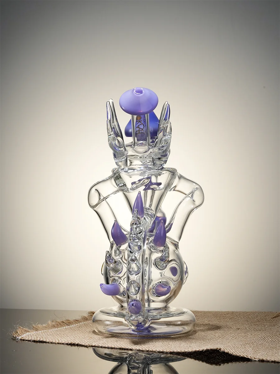 Lookah Rig 8.7" Novelty Rare Hourglass Spine Dab Rig, Colors: Purple, 3 image Lookah Rig 8.7" Novelty Rare Hourglass Spine Dab Rig, Colors: Purple, 3 image