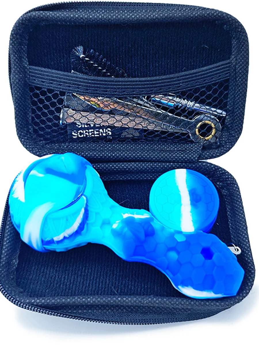 Honeycomb Silicone Pipe Set, Color: Yellowish green, 8 image Honeycomb Silicone Pipe Set, Color: Yellowish green, 8 image