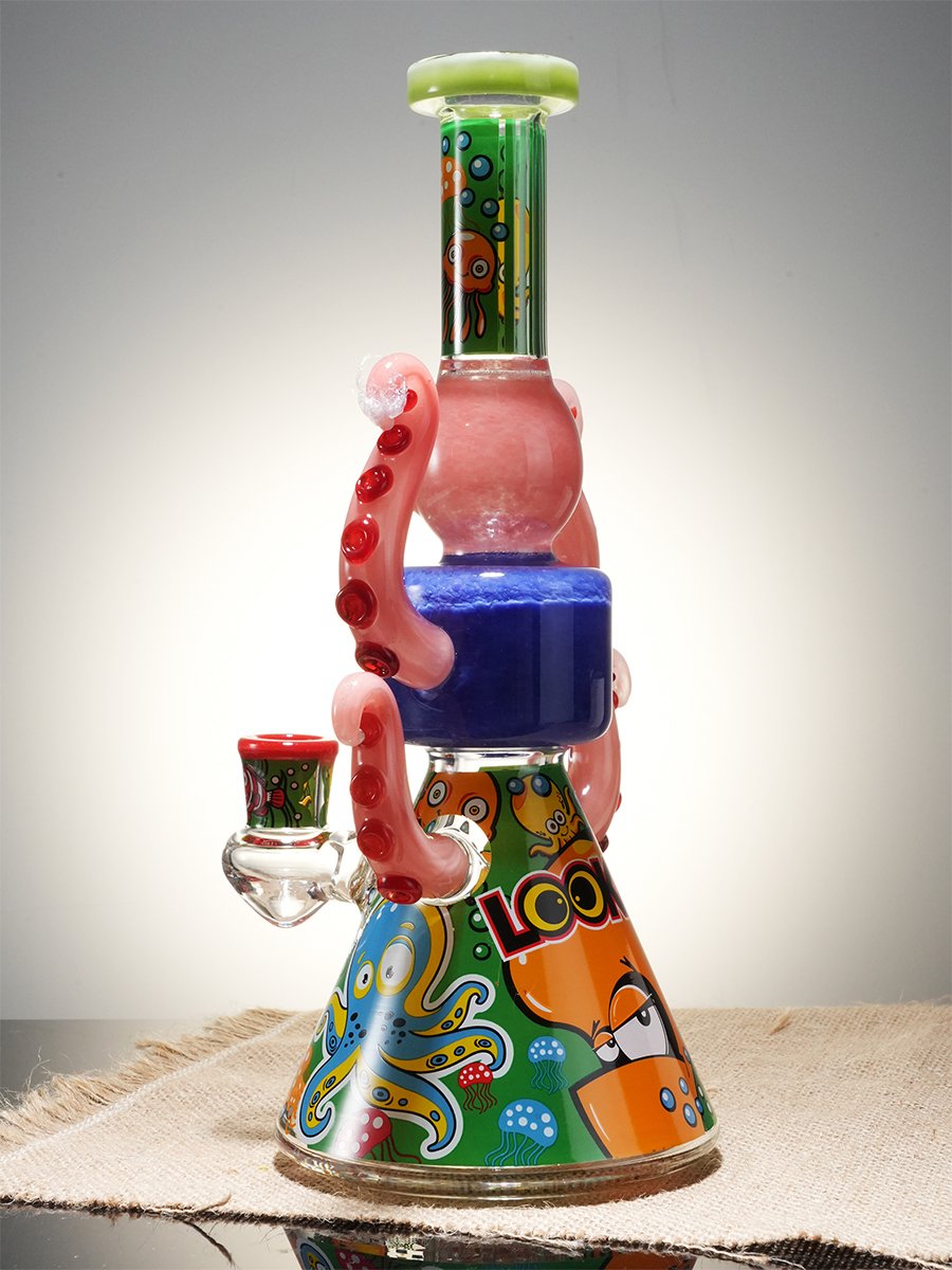 Lookah 10" Cute Lookah Octopus Glass Beaker Bong, Color: Orange, 10 image Lookah 10" Cute Lookah Octopus Glass Beaker Bong, Color: Orange, 10 image