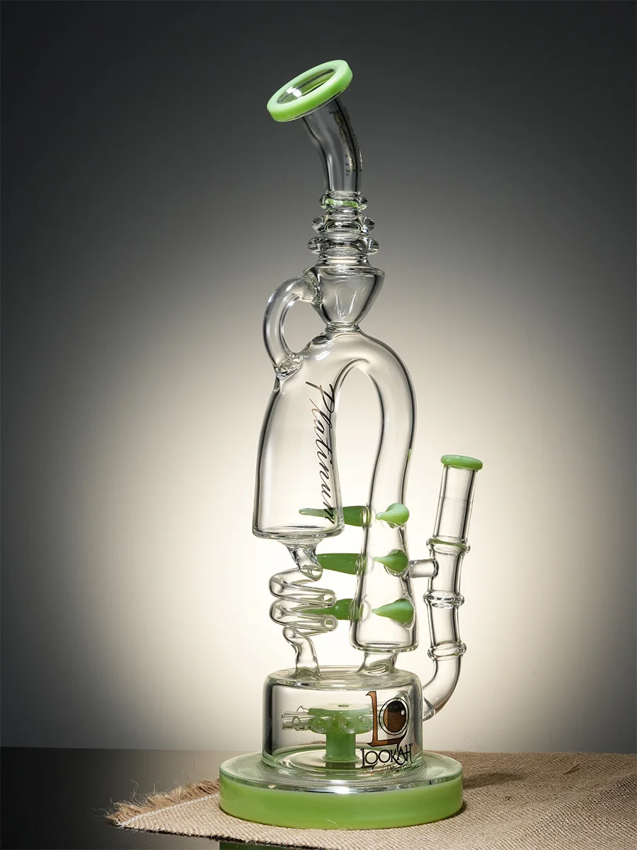 Clear Green Spiral  Recycler Water Pipe3