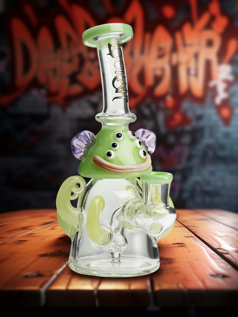 8" Mini Cute Six Eyes Clown Octopus Dab Rig green 8" Mini Cute Six Eyes Clown Octopus Dab Rig green
