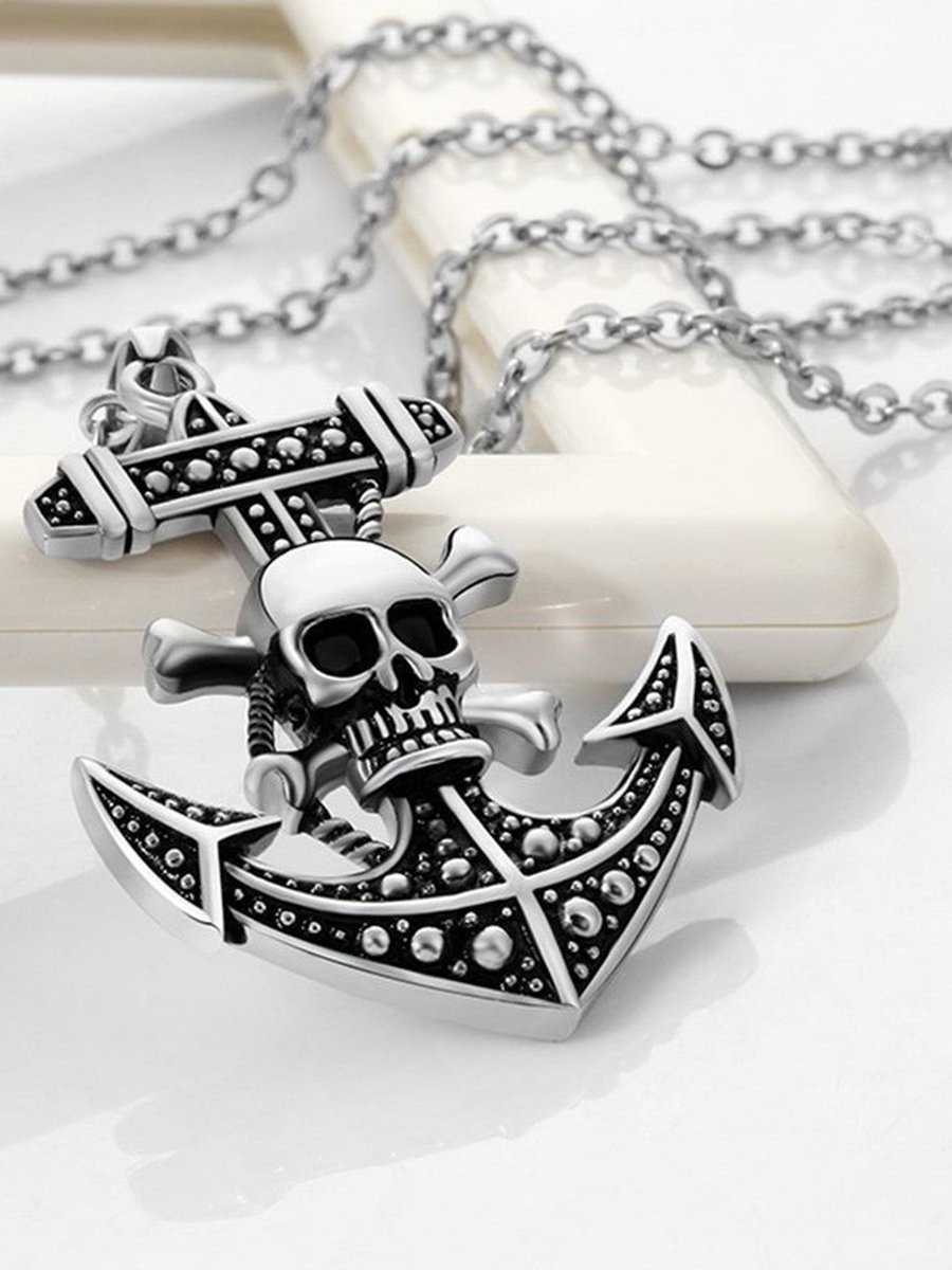 Skeleton Anchor Pendant Necklace, 4 image Skeleton Anchor Pendant Necklace, 4 image