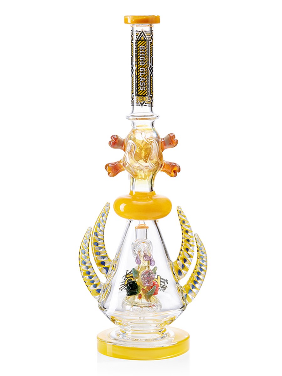 Lookah Bong 14 " Cool Witchy Skull Glass Water Pipe - Yellow, Colors: Yellow, 3 image Lookah Bong 14 " Cool Witchy Skull Glass Water Pipe - Yellow, Colors: Yellow, 3 image