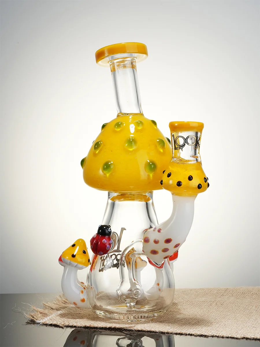 Lookah  8.5" Mini Cute Mushroom Glass Bong, Colors: Yellow, 2 image