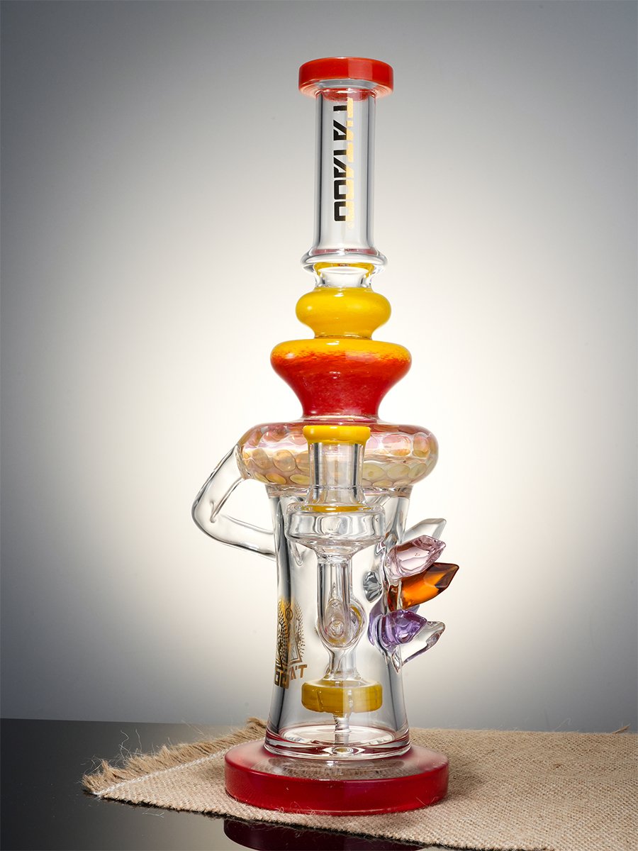 Lookah Rig 12" Cool Crystal Turbine Perc Recycler Dab Rig, Colors: Orange, 6 image