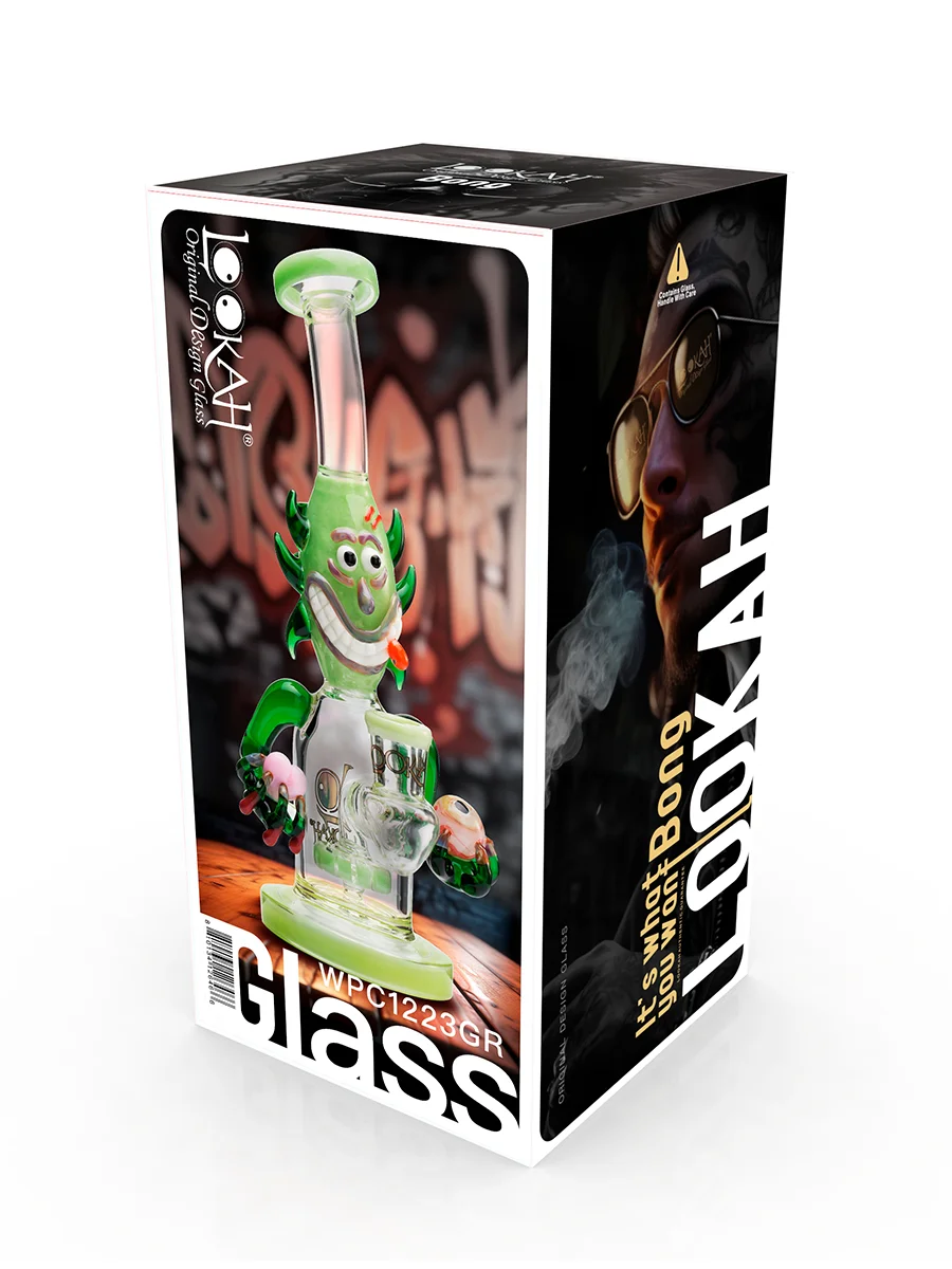 Green 9" Cool Percolator Packaging Funny Looks Bong Green 9" Cool Percolator Packaging Funny Looks Bong
