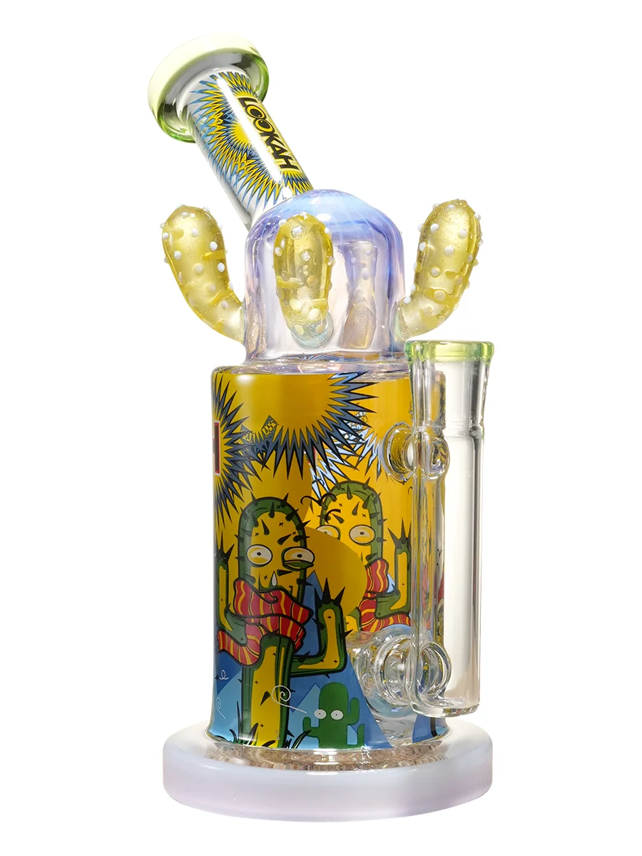 Lookah 9.5" Cute Cactus Showerhead Perc Glass Bong, Color: Purple, 2 image Lookah 9.5" Cute Cactus Showerhead Perc Glass Bong, Color: Purple, 2 image