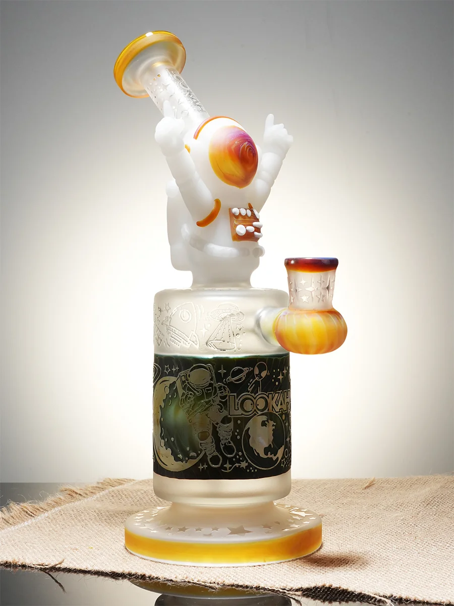Lookah 10" Cool Space Astronaut Glass Bong, Color: Yellow, 6 image Lookah 10" Cool Space Astronaut Glass Bong, Color: Yellow, 6 image