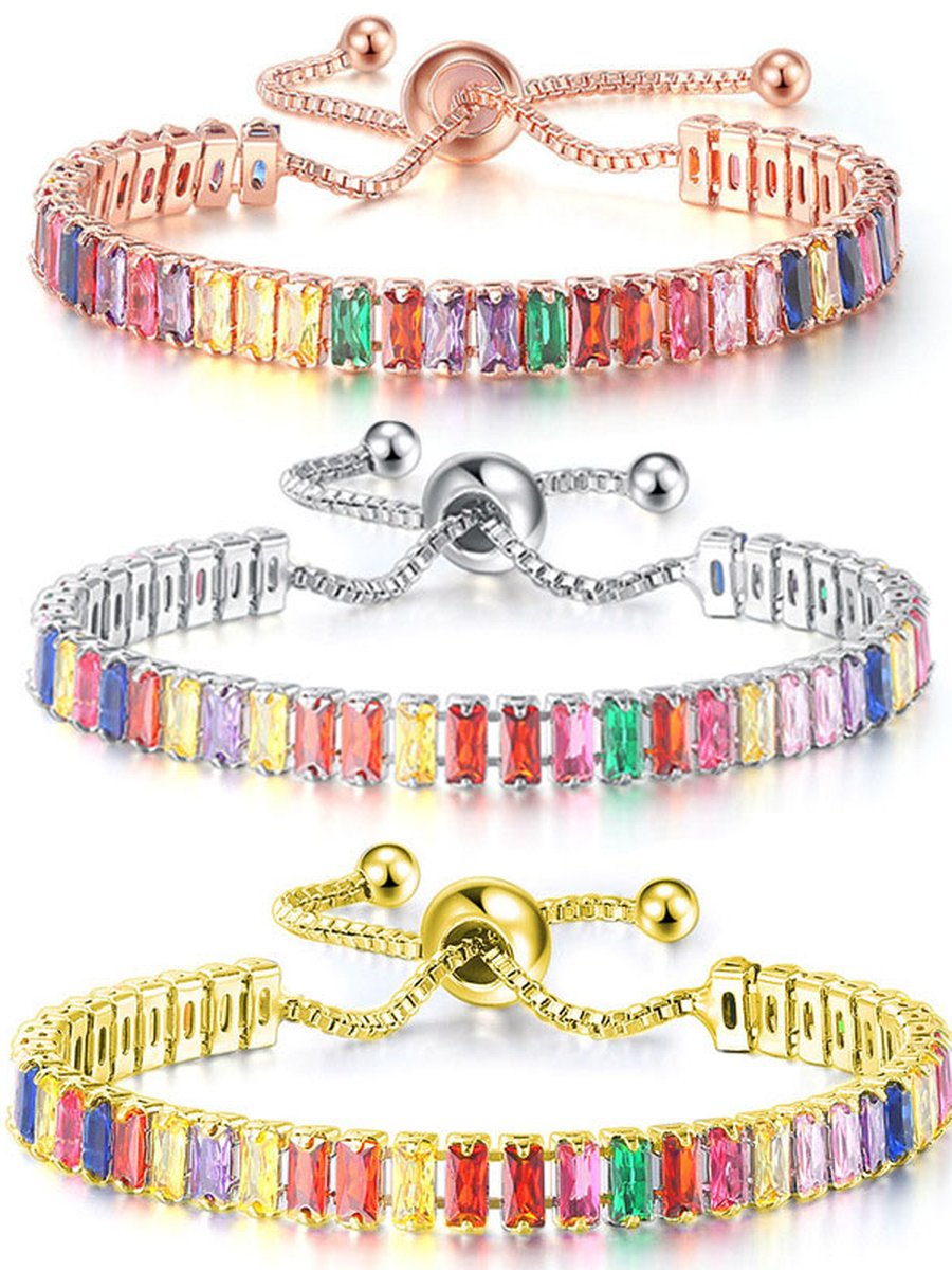 Colorful Zircon Bracelet Wristband, Color: Silver, 4 image