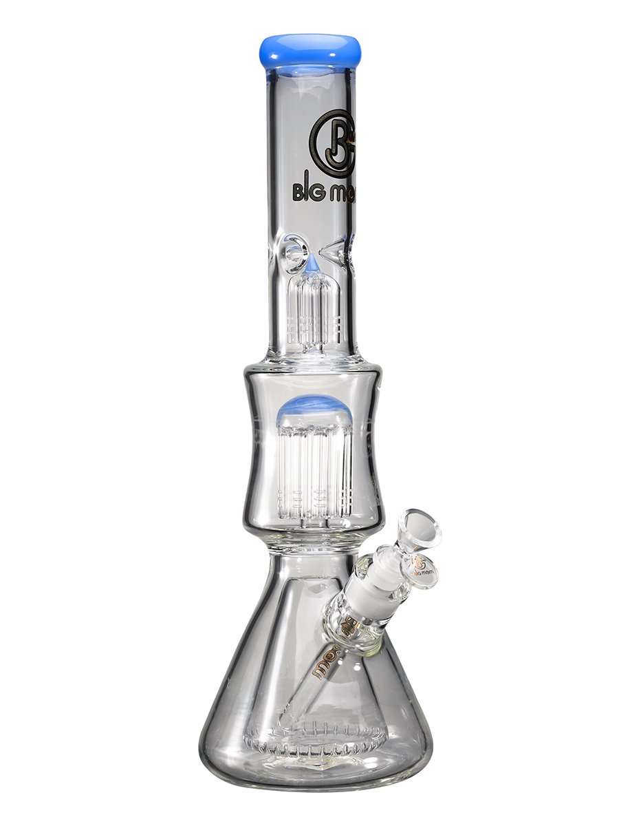 17" Big Mom Double Tree Perc Ice Beaker Glass Bong, Color: Jade Blue, 6 image 17" Big Mom Double Tree Perc Ice Beaker Glass Bong, Color: Jade Blue, 6 image