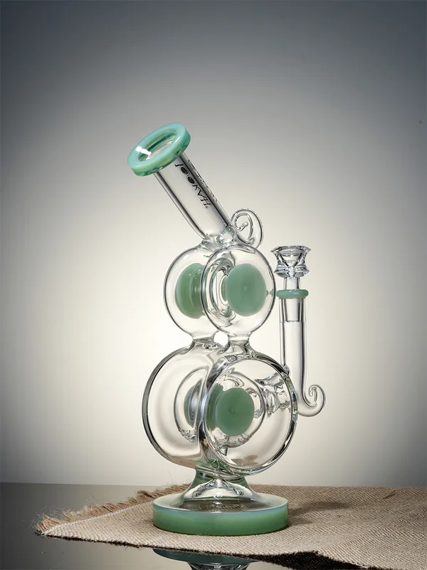 Green  Spiral Design Multi-Chamber Glass Bong Green  Spiral Design Multi-Chamber Glass Bong