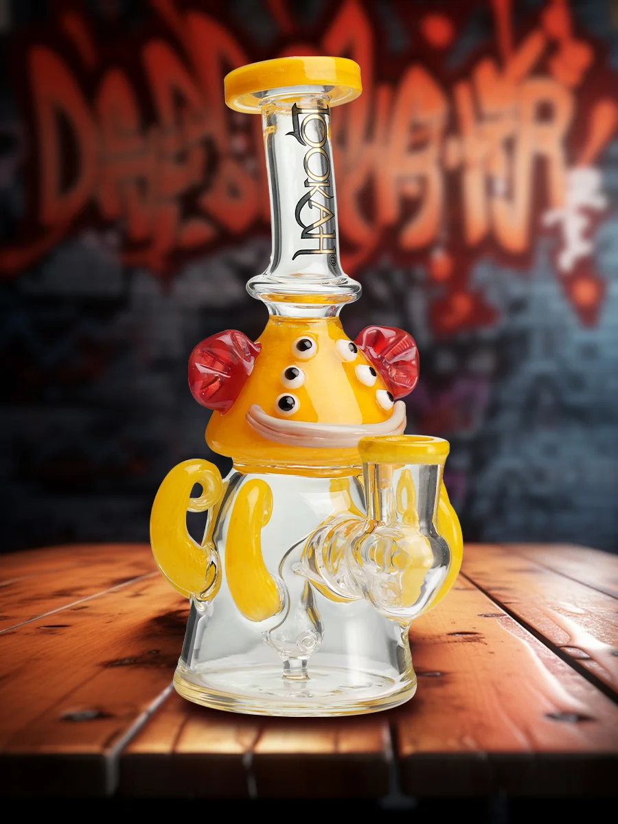 8" Mini Cute Six Eyes Clown Octopus Dab Rig yellow 8" Mini Cute Six Eyes Clown Octopus Dab Rig yellow