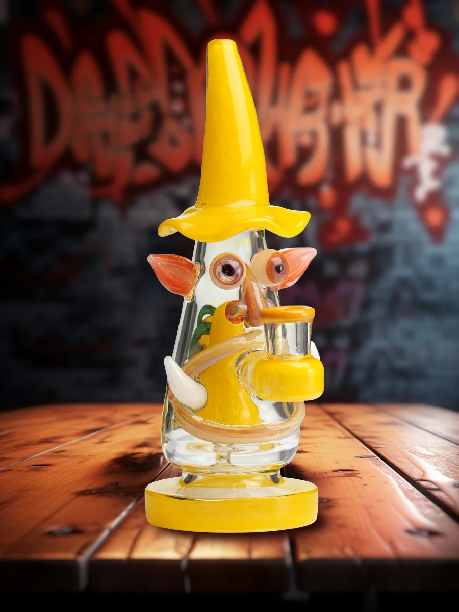 9" Mini Wizard Glass Dab Rig yellow 9" Mini Wizard Glass Dab Rig yellow