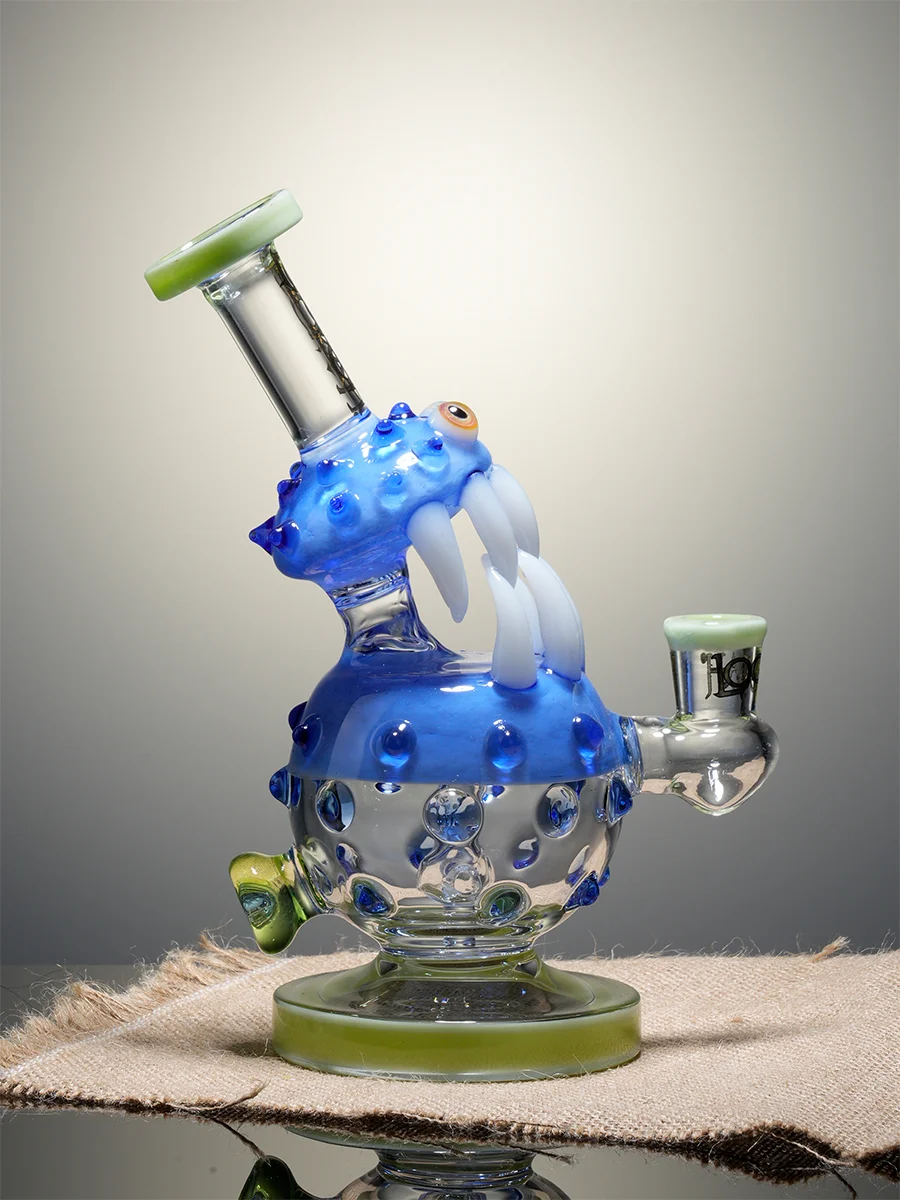 Lookah 8.5" Mini Cute  Monster Glass Dab Rig Wathet Side
