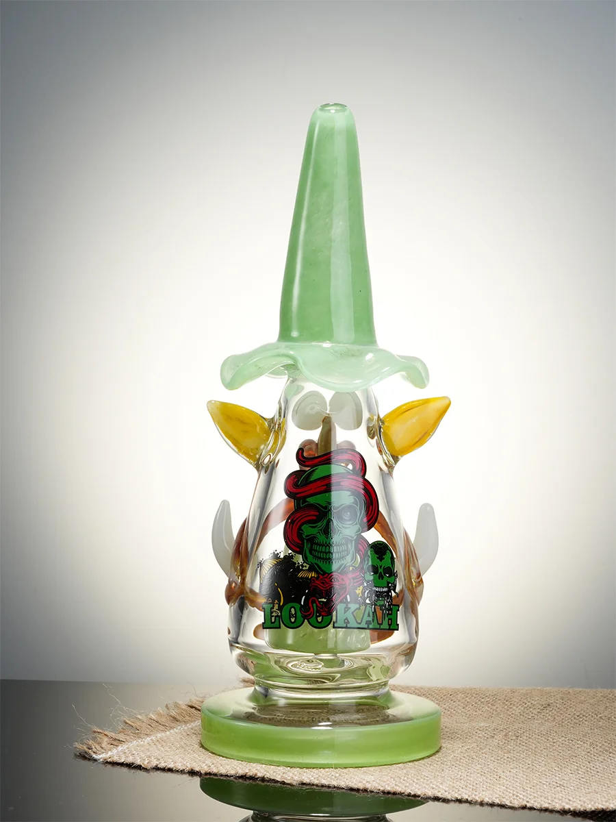 LOOKAH Rig 9" Mini Wizard Glass Dab Rig, Colors: Green, 5 image LOOKAH Rig 9" Mini Wizard Glass Dab Rig, Colors: Green, 5 image