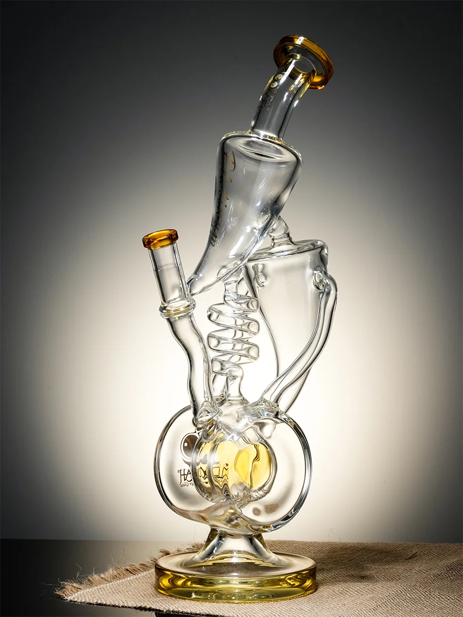 Lookah Bong 16" Spiral 2 Drum Percs Recycle Water Pipe, Colors: Milk Green, 3 image Lookah Bong 16" Spiral 2 Drum Percs Recycle Water Pipe, Colors: Milk Green, 3 image