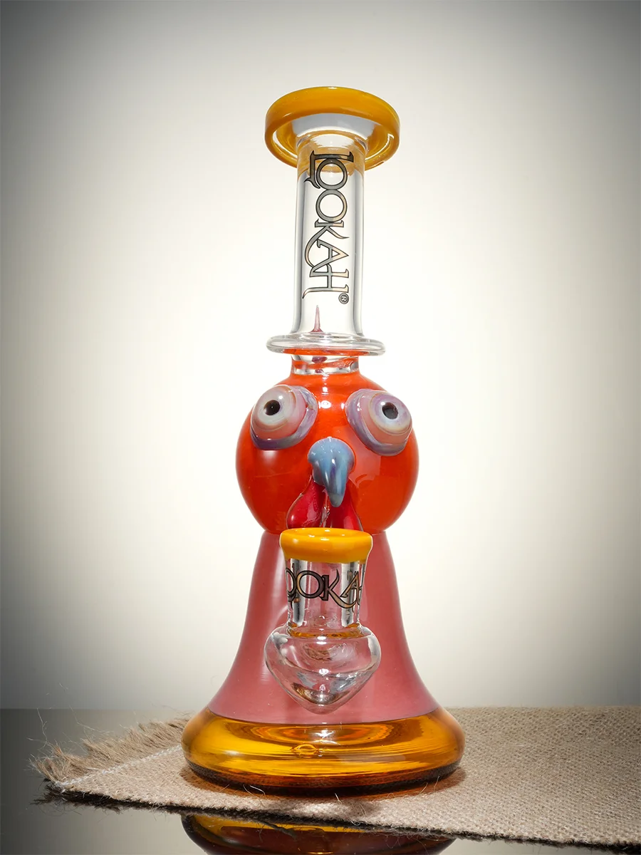 Lookah Rig 7.8" Cute Crested Head Dab Rig, Colors: Orange, 9 image Lookah Rig 7.8" Cute Crested Head Dab Rig, Colors: Orange, 9 image