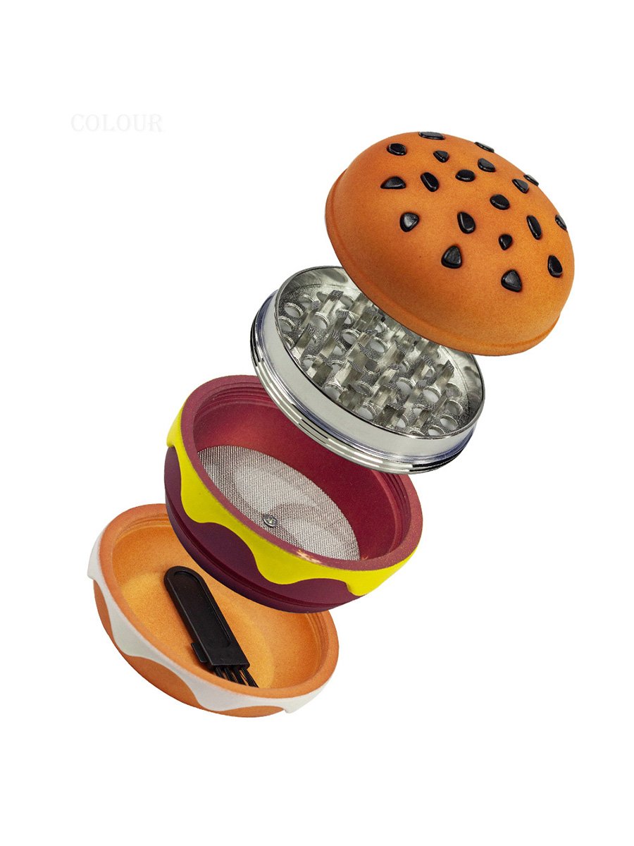 油彩『Burger Set』 4 Layers 70mm Hamburger Herb Grinder for Sale