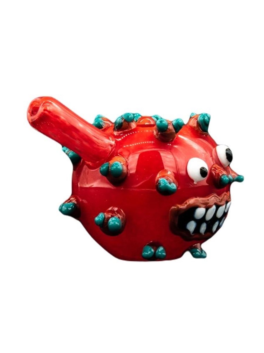 Red Coronavirus Glass Pipe Side Red Coronavirus Glass Pipe Side