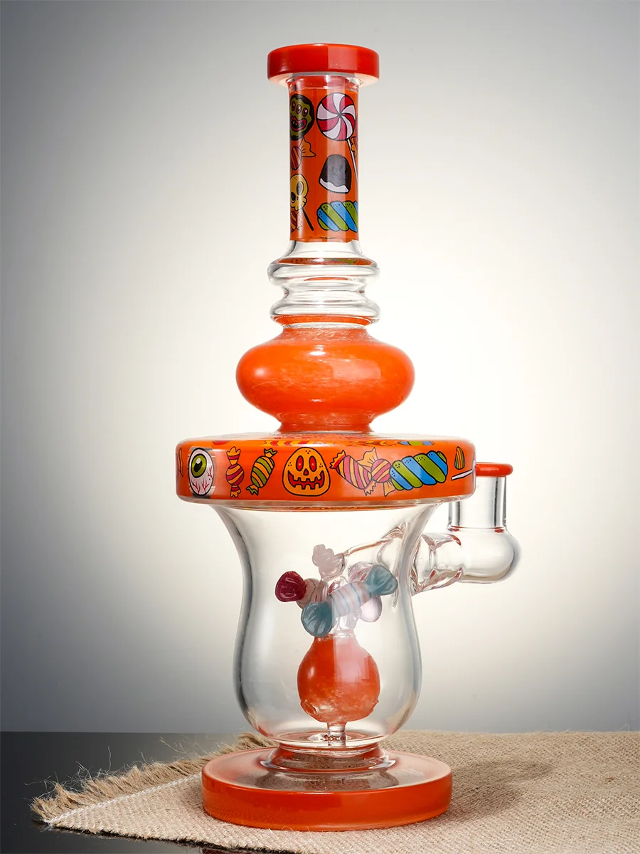 Lookah Bong 11" Cute Candy Stick Glass Water Pipe, Colors: Orange, 4 image Lookah Bong 11" Cute Candy Stick Glass Water Pipe, Colors: Orange, 4 image