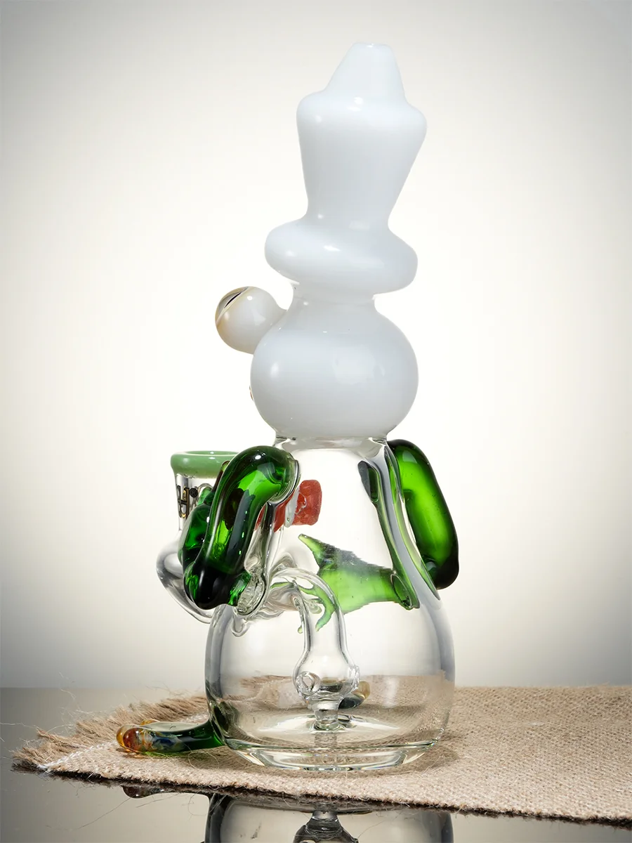 Lookah 8" Mini Cool Frog Themed Glass Dab Rig, Colors: White Jade, 6 image