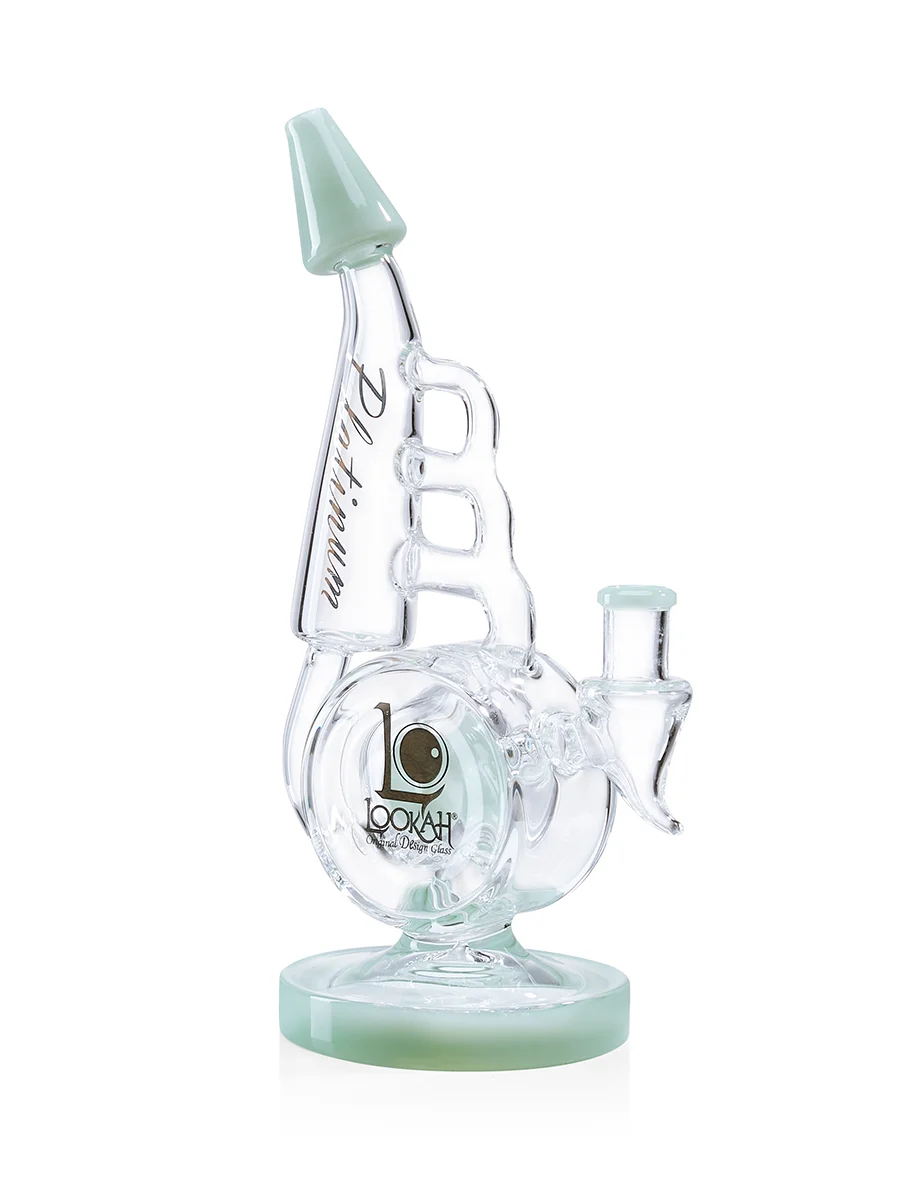 very artsy bent neck recycler bong green side very artsy bent neck recycler bong green side