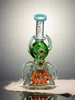 Lookah 10" Four-Eyed Big-Bellied Monster Perc Beaker glass bong, Color: Yellow, 7 image