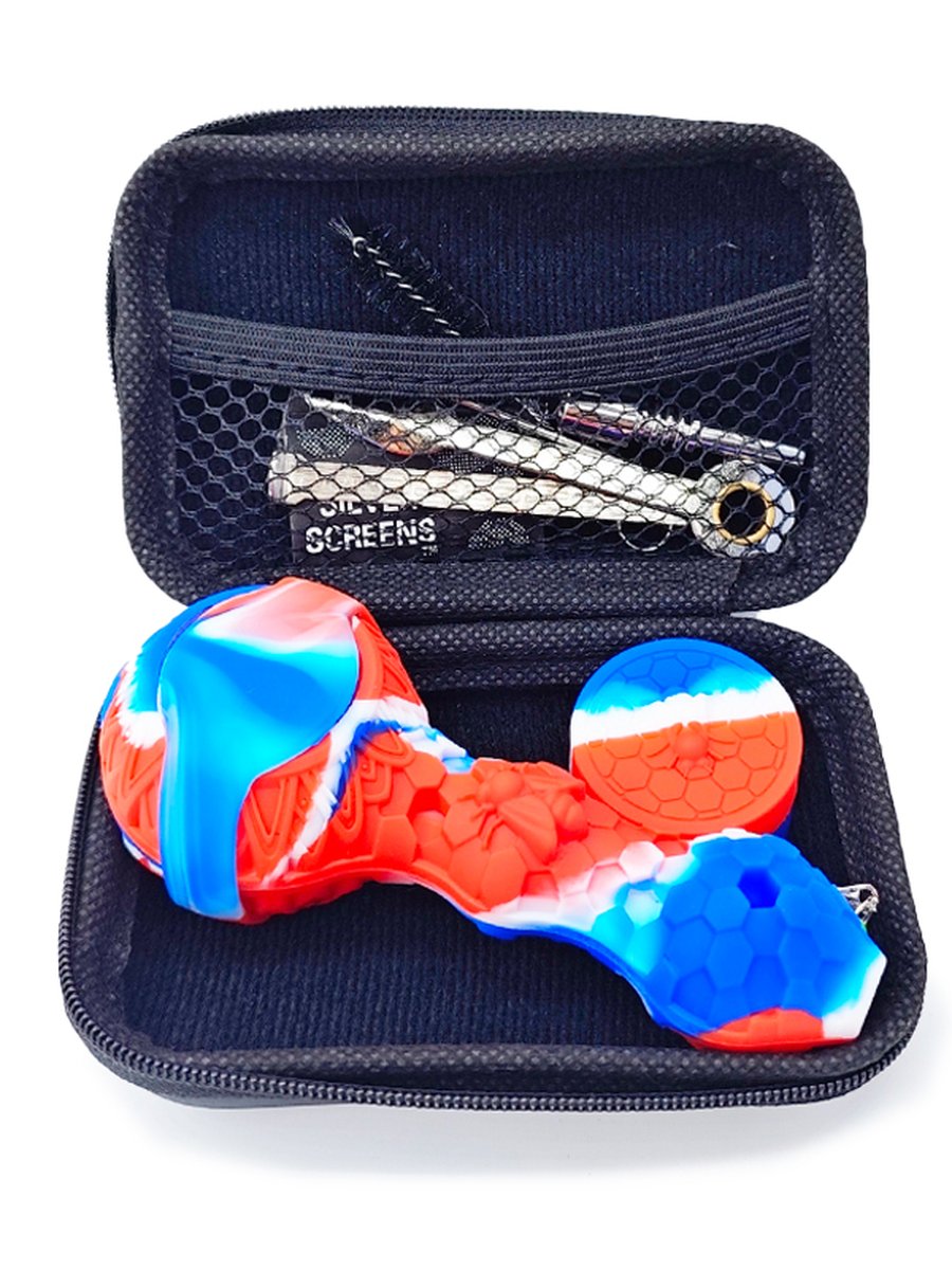 Honeycomb Silicone Pipe Set, Color: Orange-green, 6 image Honeycomb Silicone Pipe Set, Color: Orange-green, 6 image