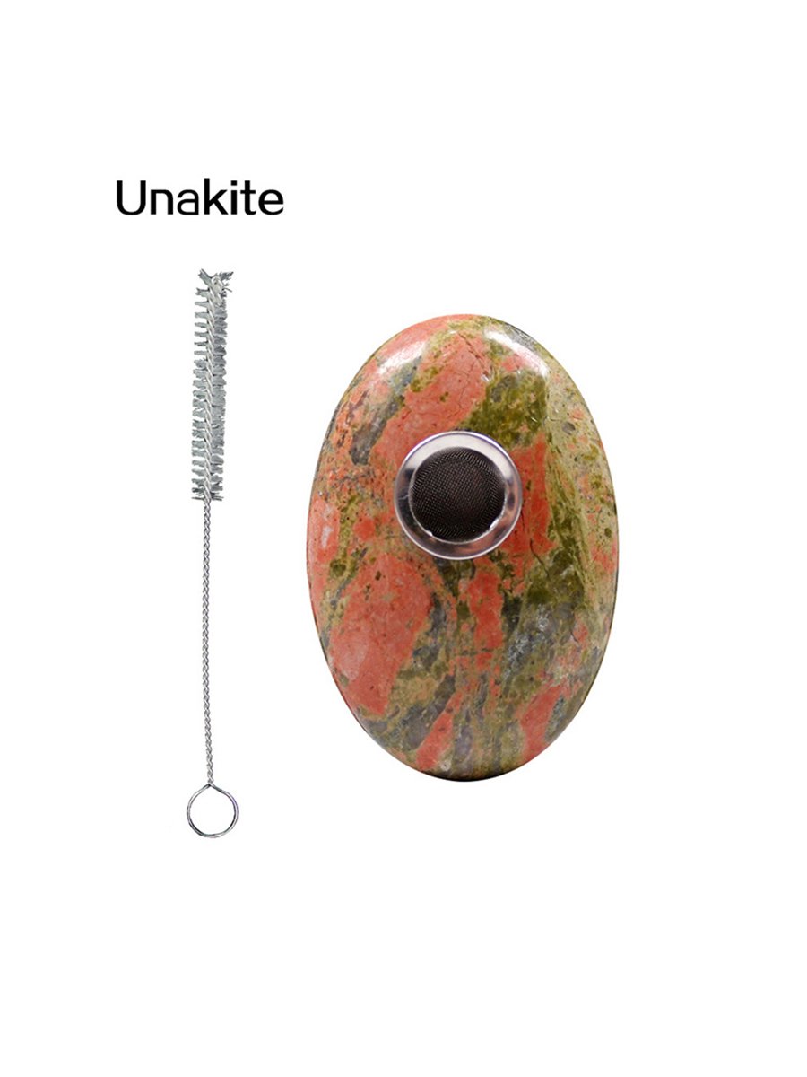 Oval Crystal Quartz Pipe, Color: Red Jasper, 6 image