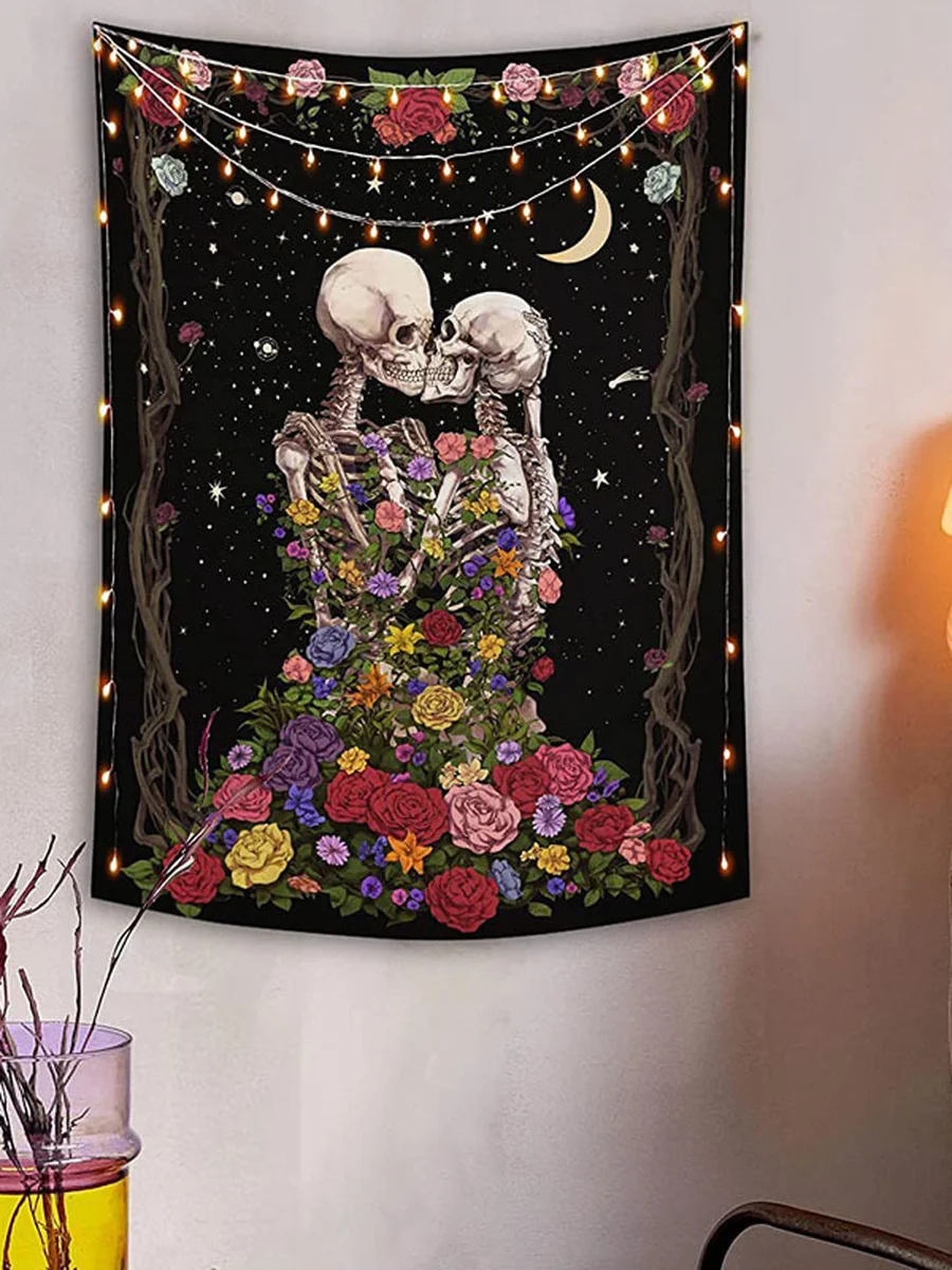 Vertical Hug Skeleton Tapestry, Size: 37.40x28.74inch, 3 image Vertical Hug Skeleton Tapestry, Size: 37.40x28.74inch, 3 image