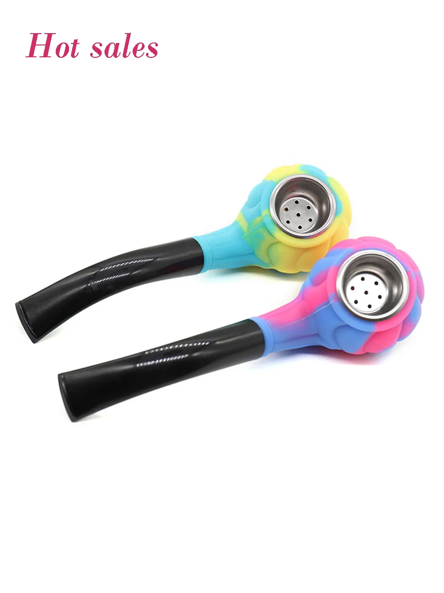 Colorful Silicone Hand Pipe with Glass Bowl