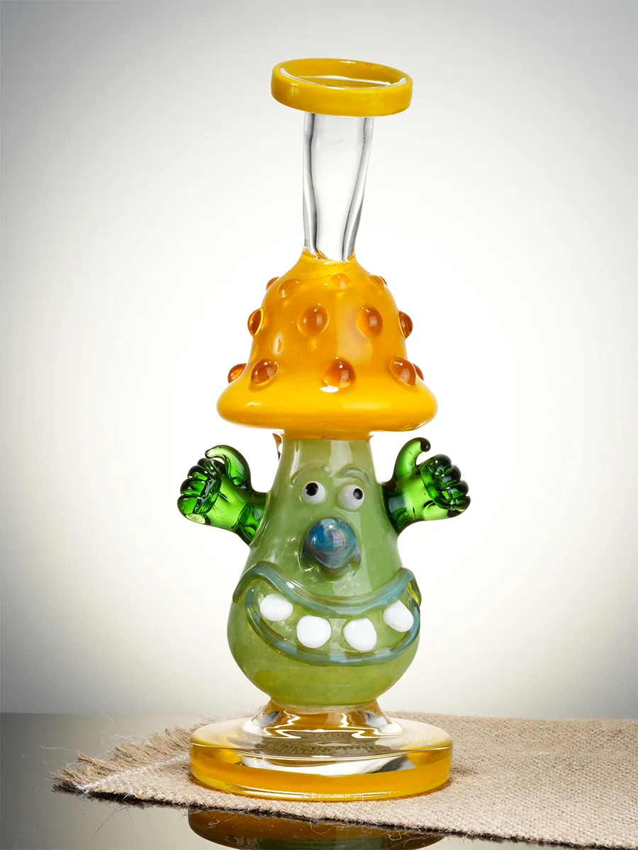 Lookah Rig 8.3" Cute Clown Mushroom Dab Rig, Colors: Orange, 4 image Lookah Rig 8.3" Cute Clown Mushroom Dab Rig, Colors: Orange, 4 image