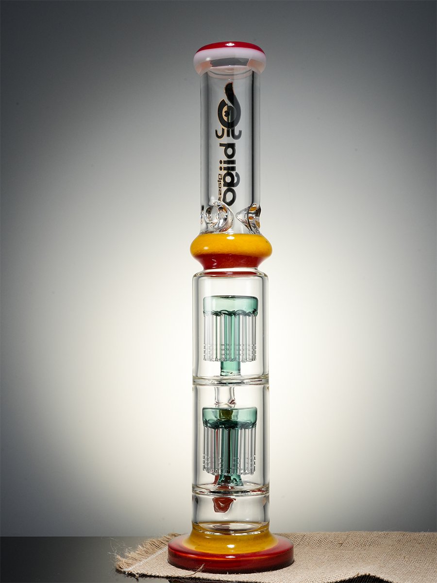 Lookah Bong 16" StraightTube Double Stacked Tree Perc Water Pipe, Colors: G, 3 image