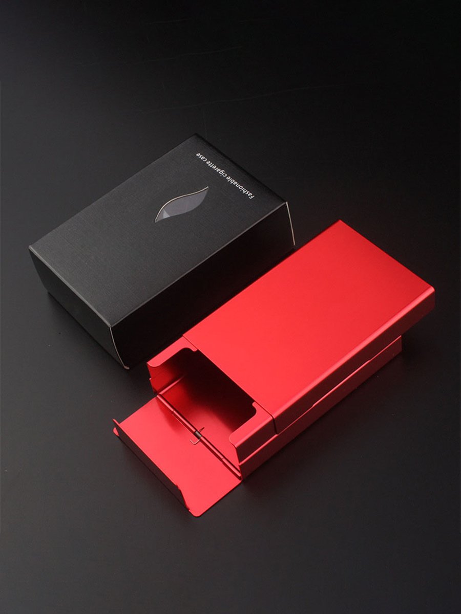 Aluminium Slider Cigarette Case Red Aluminium Slider Cigarette Case Red