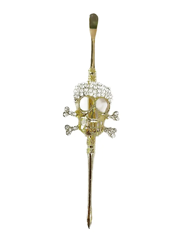 Skull-Inlaid Diamond Scoop and Spear Point Dab Tool Skull-Inlaid Diamond Scoop and Spear Point Dab Tool