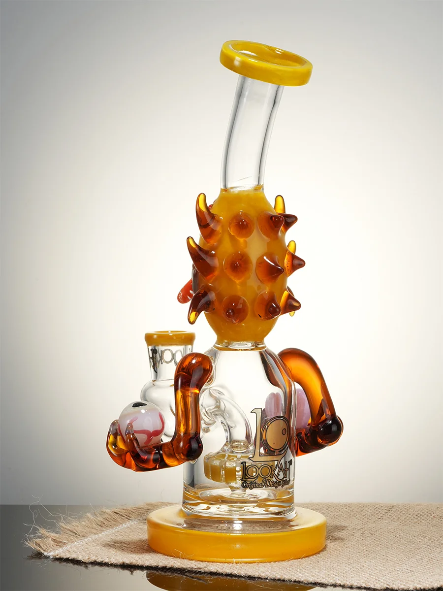 Lookah Bong 9" Turbine Perc Funny Looks Water Pipe, Colors: Yellow, 12 image Lookah Bong 9" Turbine Perc Funny Looks Water Pipe, Colors: Yellow, 12 image