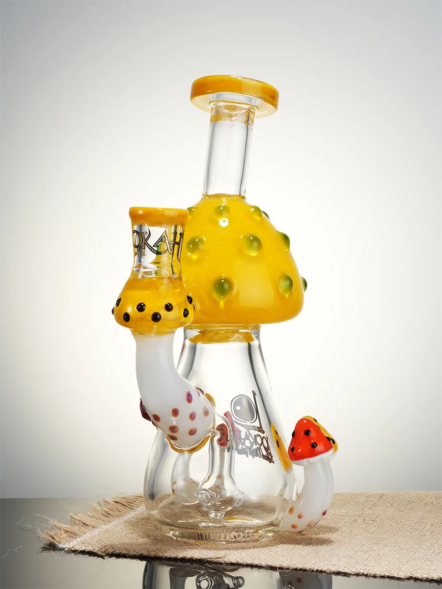 Lookah  8.5" Mini Cute Mushroom Glass Bong, Colors: Yellow, 6 image
