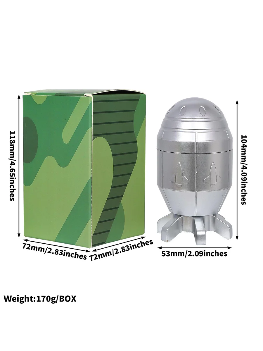 4-Layer Rocket-Shaped Zinc Alloy Herb Grinder 3