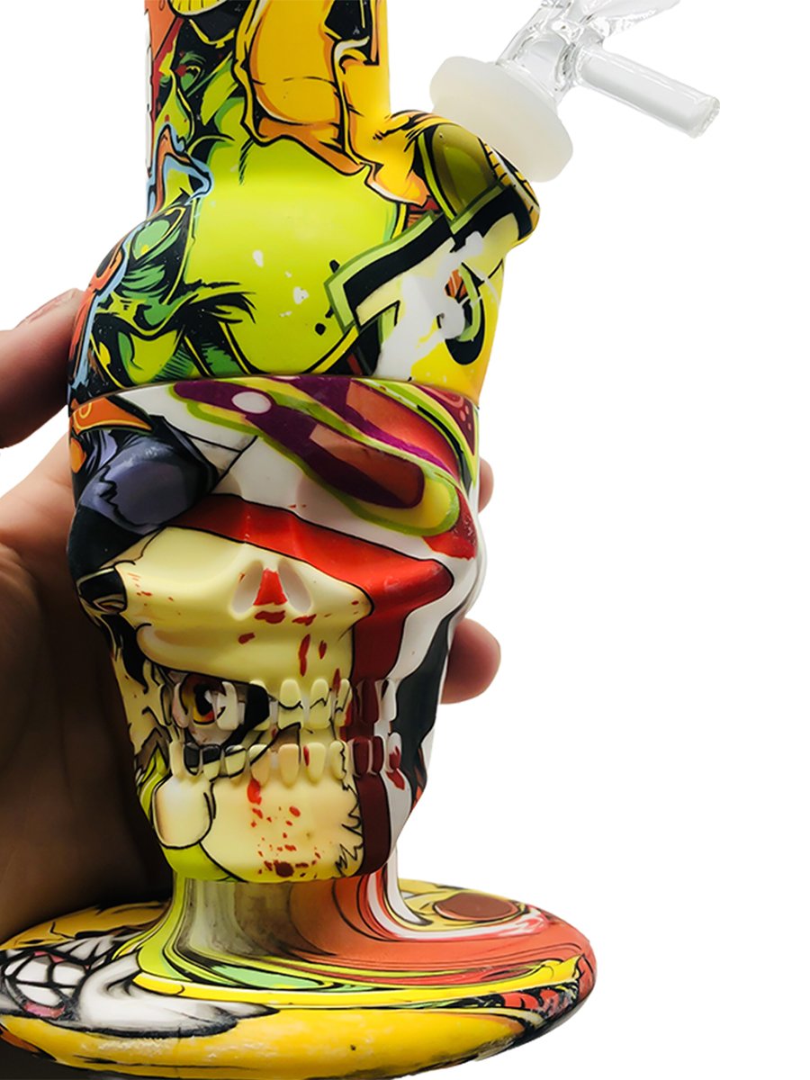 Ghost Head Angled Silicone Bong Detail Ghost Head Angled Silicone Bong Detail