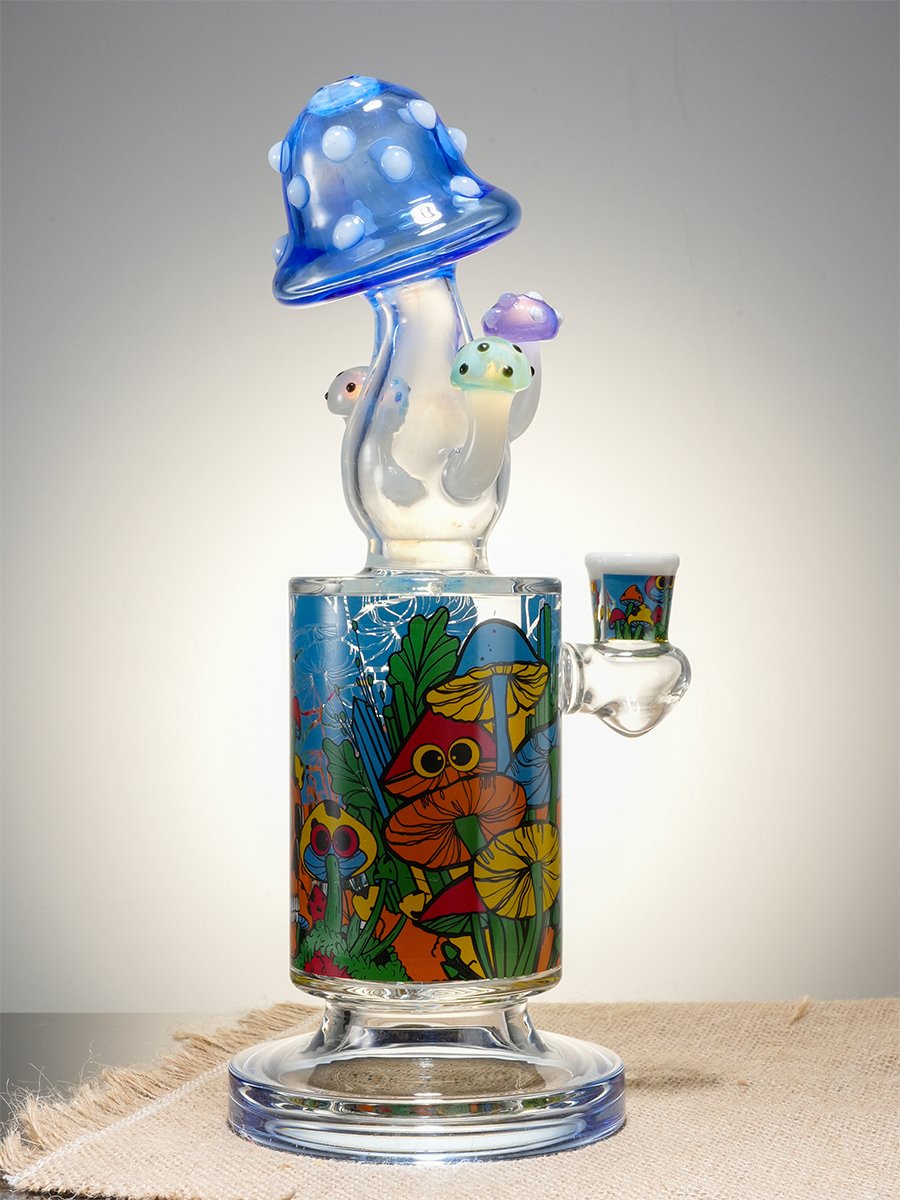Lookah 10" Cute & Trippy Mushroom Showerhead Perc Glass Bong, Color: Discoloration, 9 image Lookah 10" Cute & Trippy Mushroom Showerhead Perc Glass Bong, Color: Discoloration, 9 image